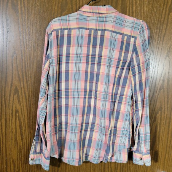 🎉🌟 HOST PICK 🎉🌟Chaps Denim  Ralph Lauren Pink and Blue Plaid Shirt Size L - Picture 5 of 7